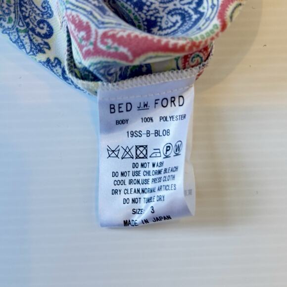 Bed J.W. Ford Men’s Tricolor Paisley Shirt Size 3 - Picture 6 of 7